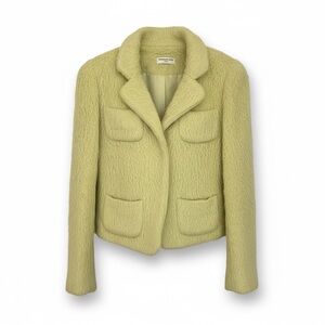 Veronique Leroy cropped light green fuzzy wool jacket